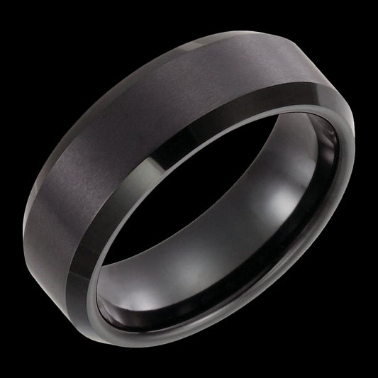 The Eclipse – Black Tungsten Beveled-Edge Ring